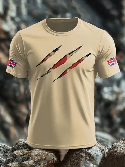 Men’s UK Flag Skull Printed T shirt Apricot / S