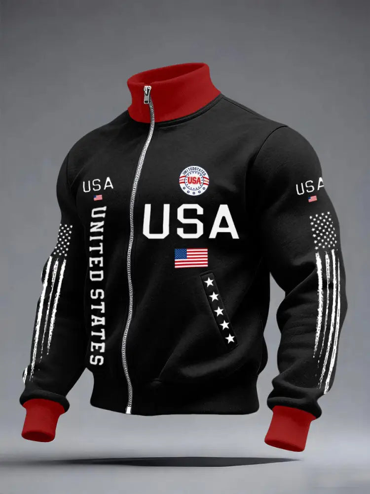 Men’s USA Flag Jackets Black / S