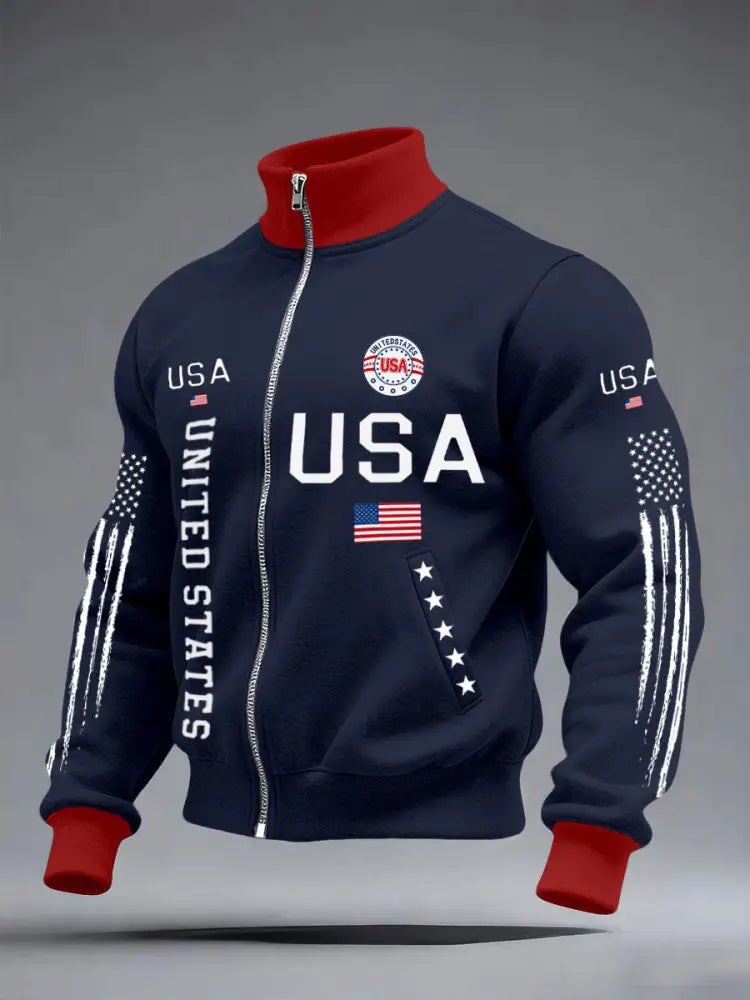 Men’s USA Flag Jackets Navy Blue / S