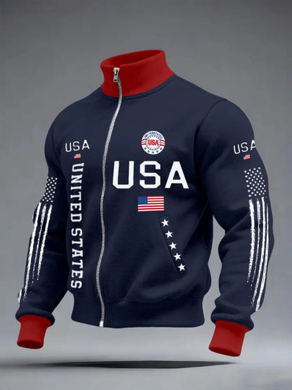 Men’s USA Flag Jackets Navy Blue / S