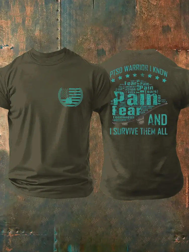 Men’s Veteran PTSD Awareness Printed T-shirt Army Green / S
