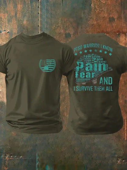 Men’s Veteran PTSD Awareness Printed T-shirt Army Green / S