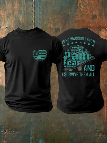 Men’s Veteran PTSD Awareness Printed T-shirt Black / S