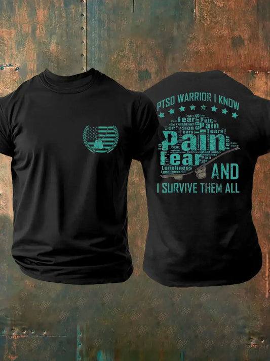 Men’s Veteran PTSD Awareness Printed T-shirt Black / S