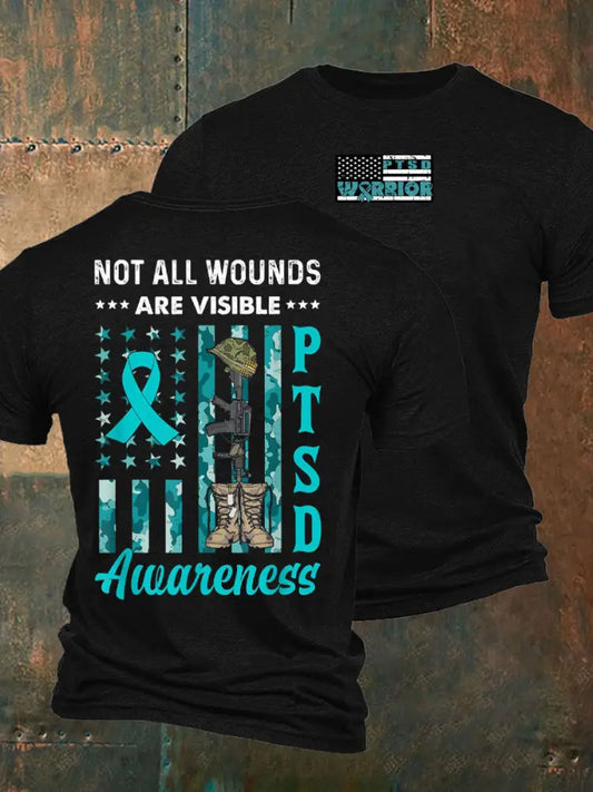 Men’s Veteran PTSD Awareness Printed T-shirt Black / S