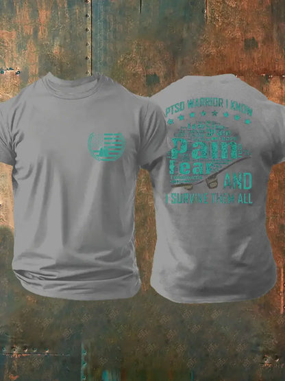 Men’s Veteran PTSD Awareness Printed T-shirt Light Gray / S