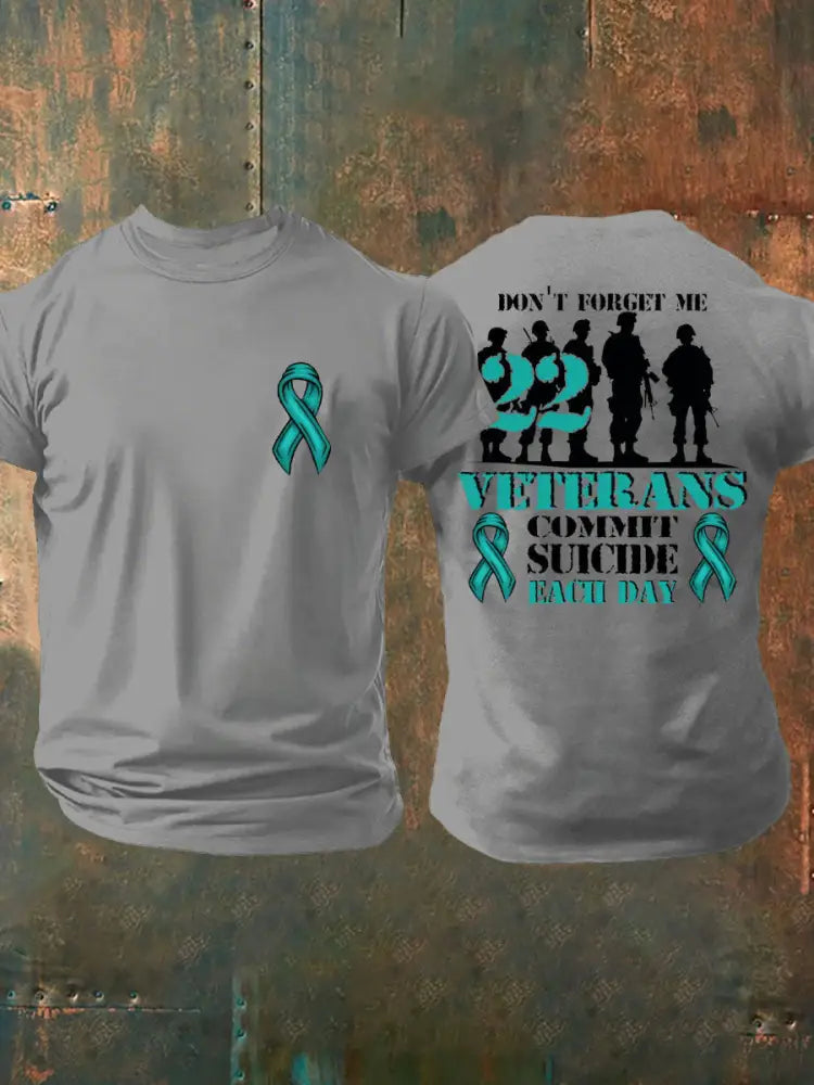 Men’s Veteran PTSD Awareness Printed T-shirt Light Gray / S