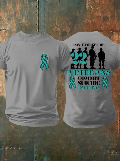 Men’s Veteran PTSD Awareness Printed T-shirt Light Gray / S