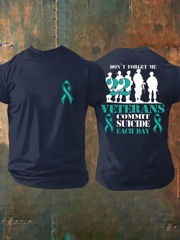 Men’s Veteran PTSD Awareness Printed T-shirt Navy Blue / S