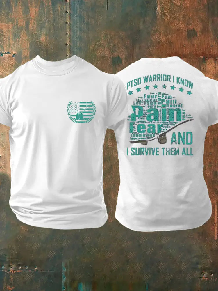 Men’s Veteran PTSD Awareness Printed T-shirt White / S