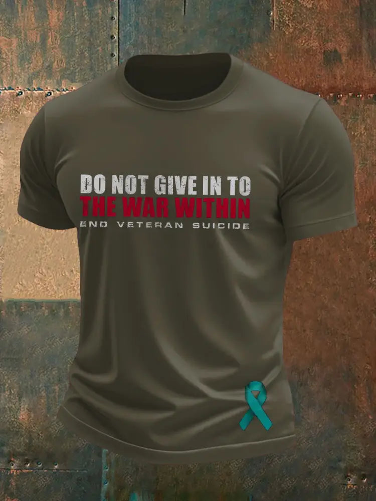 Men’s Veteran Suicide Lives Matter Printed T-shirt Army Green / S