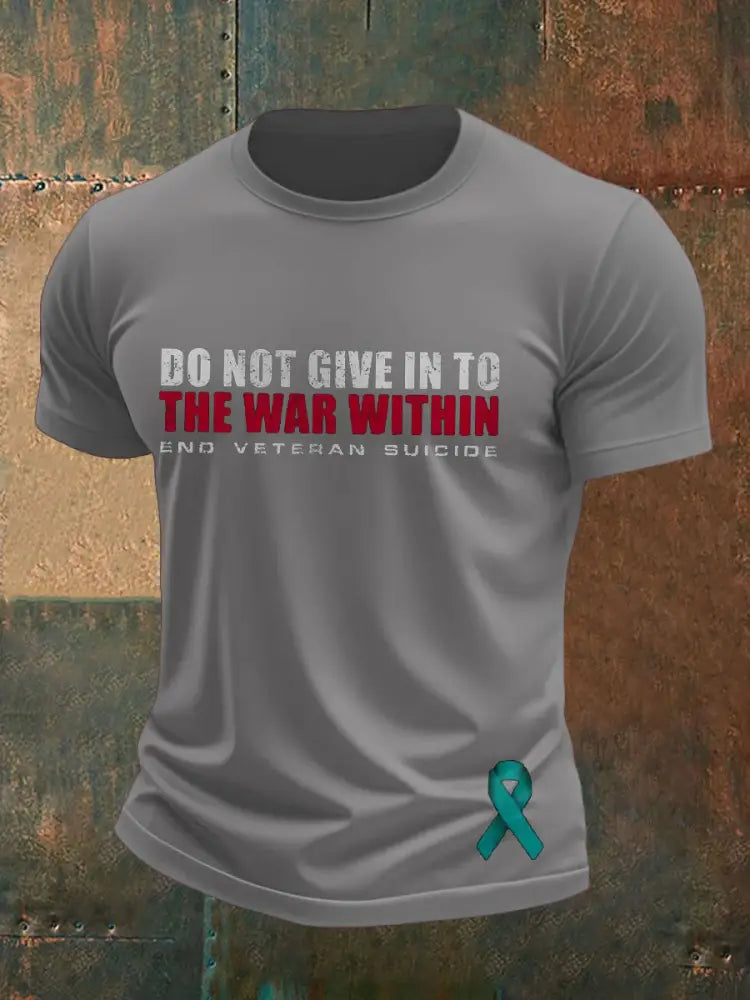 Men’s Veteran Suicide Lives Matter Printed T-shirt Light Gray / S