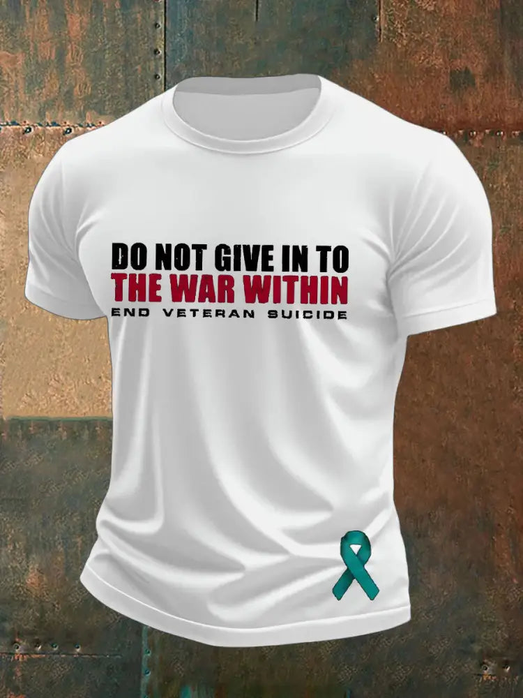Men’s Veteran Suicide Lives Matter Printed T-shirt White / S