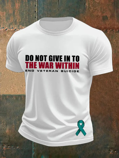 Men’s Veteran Suicide Lives Matter Printed T-shirt White / S
