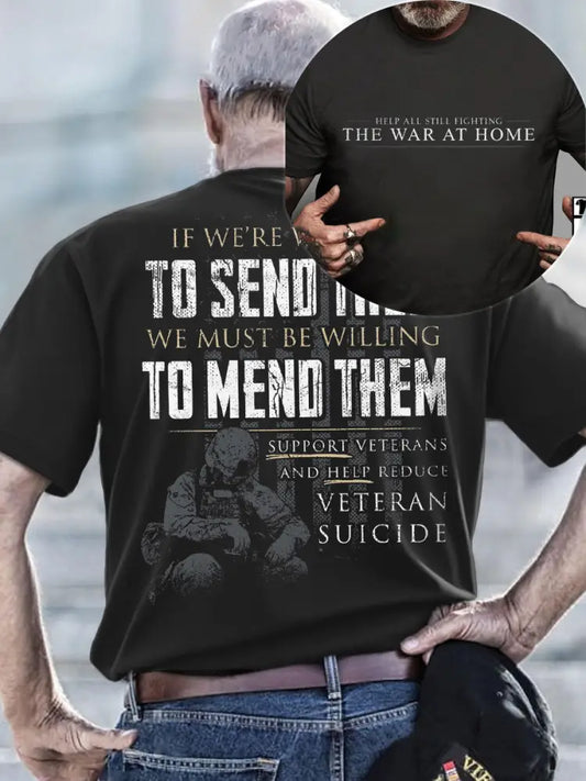 Men’s Veteran Suicide Printed T-shirt Black / S