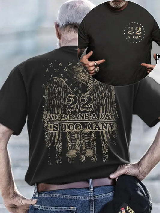 Men’s Veteran Suicide Printed T-shirt Black / S
