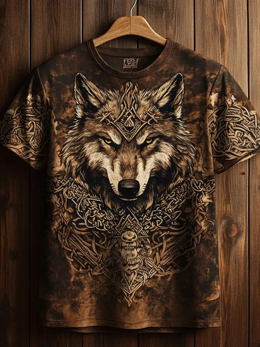 Men’s Viking Wolf Totem T-shirt As picture / S