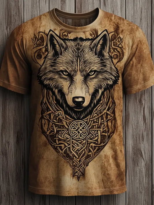 Men’s Viking Wolf Totem T-shirt As picture / S