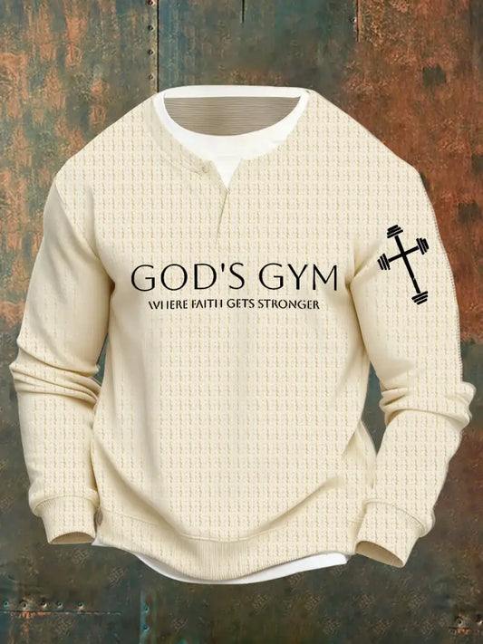 Men’s Vintage Art Faith Casual Fake Two-Piece Sweatshirt A / S