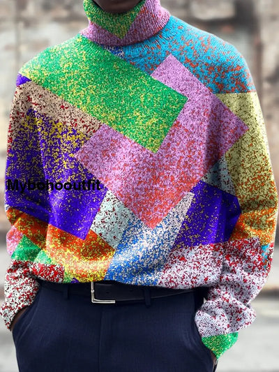 Men’s Vintage Art Print Casual Chic Sweater Pullover A / S