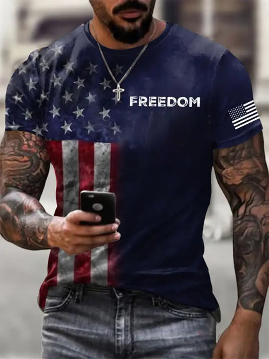 Men’s Vintage Charlie Kirk American Flag Print Commemorative T-Shirt A / S