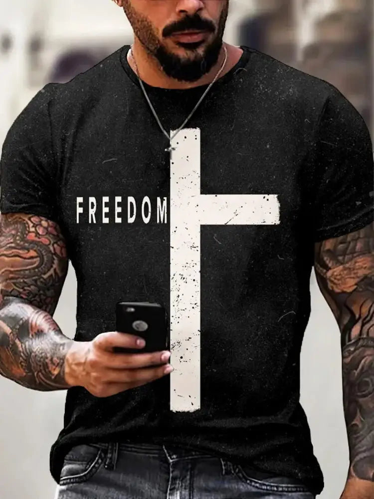 Men’s Vintage Charlie Kirk American Flag Print Commemorative T-Shirt A / S