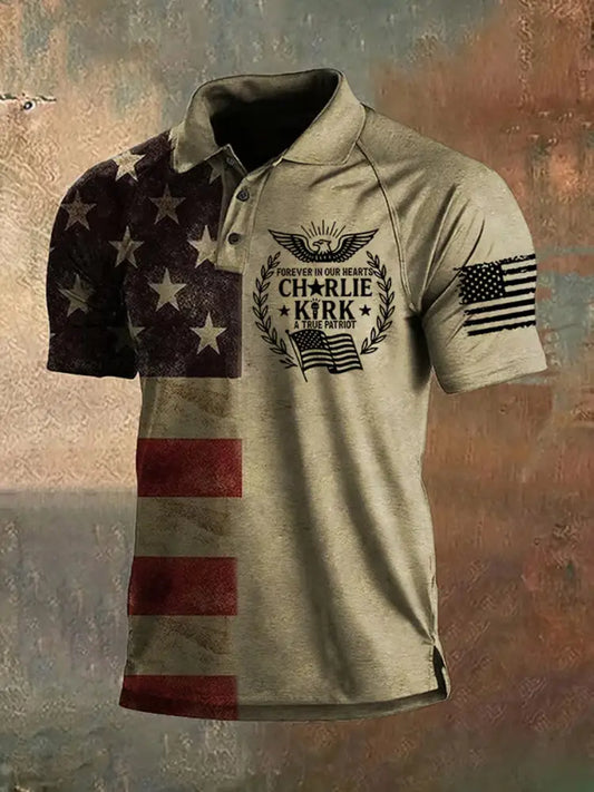 Men’s Vintage ’Charlie Kirk’ American Flag Print Sweatshirt A / S