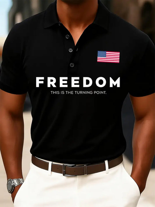 Men’s Vintage Freedom American Casual Commemorative Polo Shirt A / S