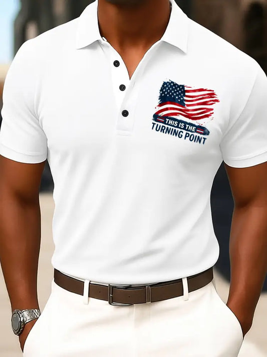 Men’s Vintage Freedom American Casual Commemorative Polo Shirt A / S