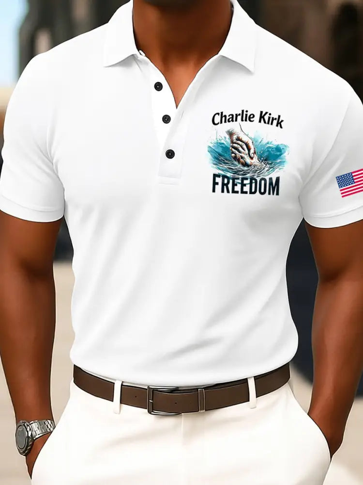 Men’s Vintage Freedom American Casual Commemorative Polo Shirt A / S