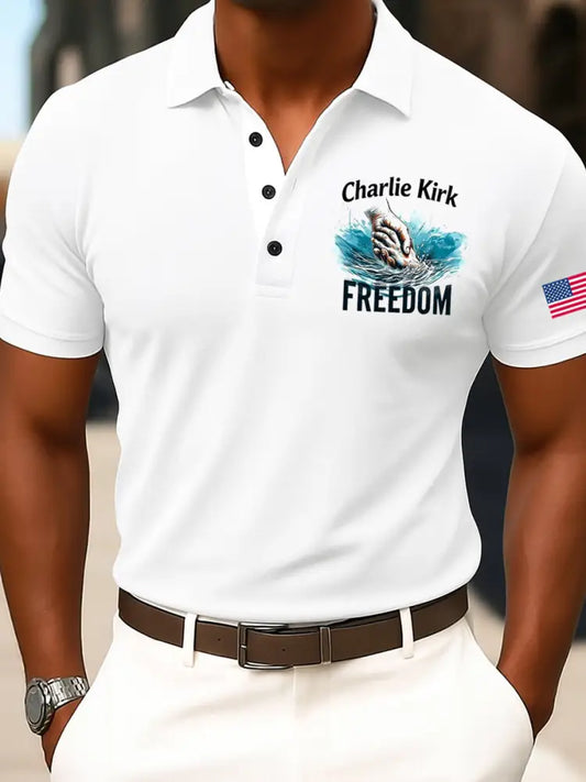 Men’s Vintage Freedom American Casual Commemorative Polo Shirt A / S