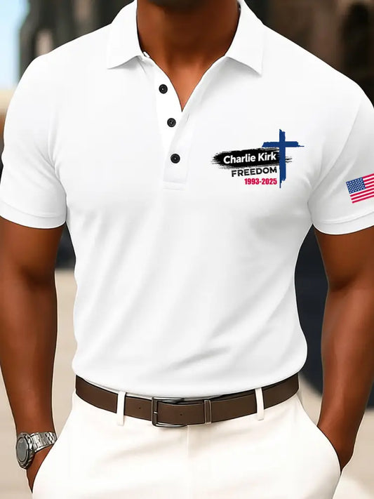 Men’s Vintage Freedom American Casual Commemorative Polo Shirt A / S