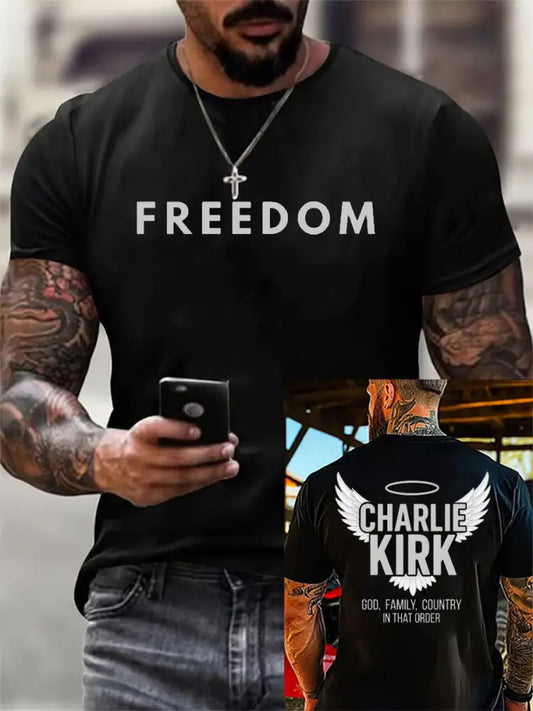 Men’s Vintage Freedom American Casual Commemorative Short Sleeve A / S