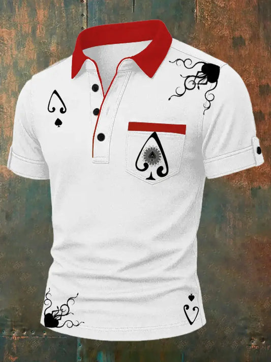 Men’s Vintage Poker Casual Polo Shirt A / S