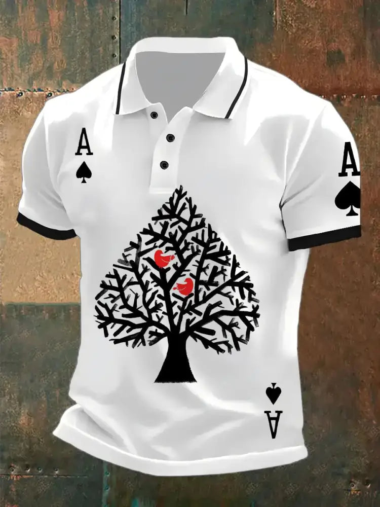 Men’s Vintage Poker Pattern Casual Polo Shirt A / S