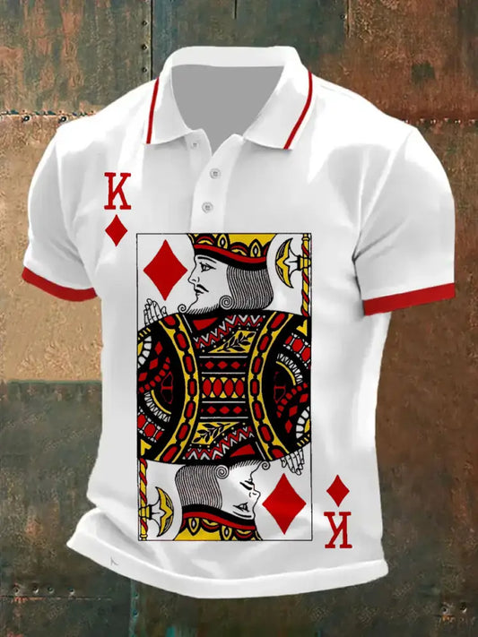 Men’s Vintage Poker Pattern Casual Polo Shirt A / S