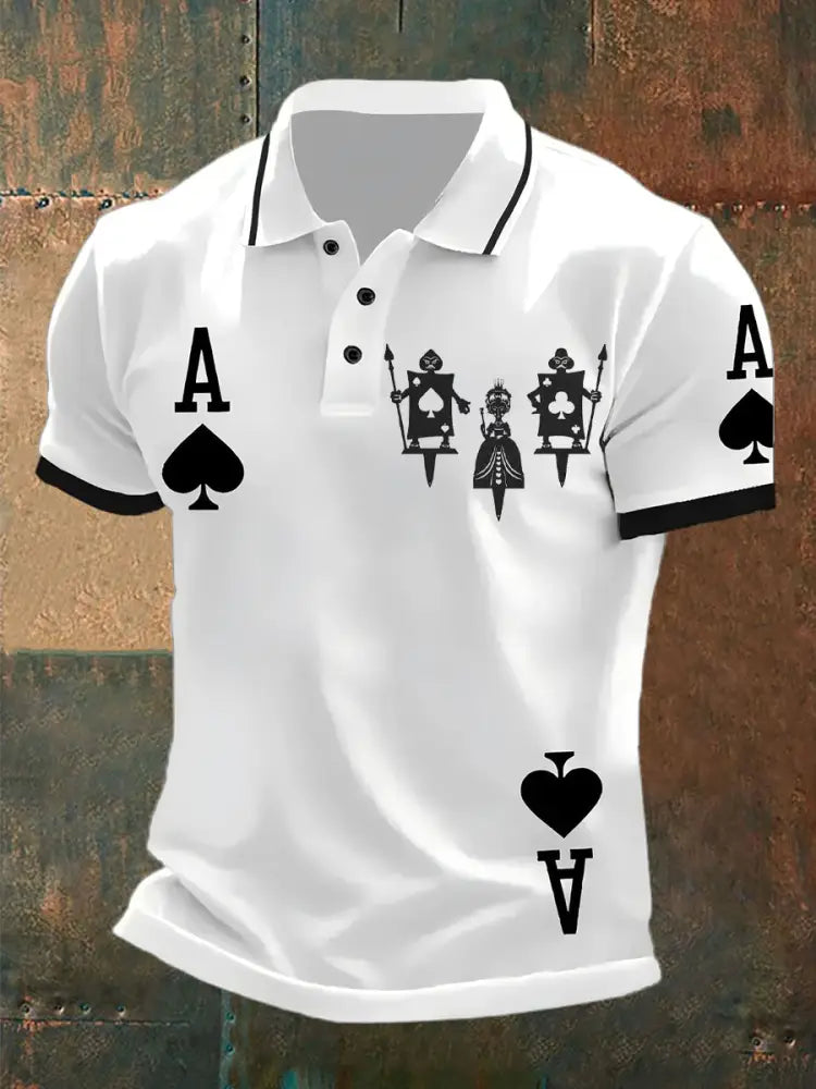 Men’s Vintage Poker Pattern Casual Polo Shirtt A / S