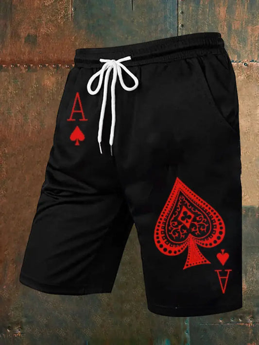 Men’s Vintage Poker Pattern Casual Shorts A / S