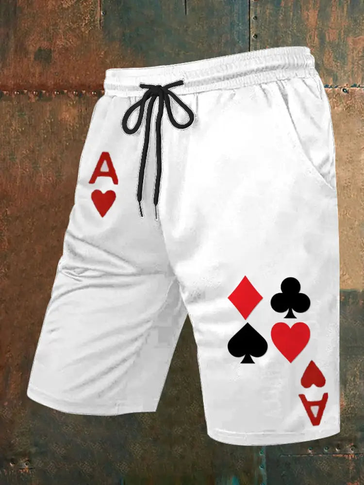 Men’s Vintage Poker Pattern Casual Shorts A / S