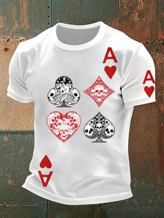 Men’s Vintage Poker Pattern Casual T-Shirt A / S