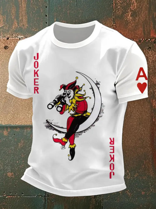 Men’s Vintage Poker Pattern Casual T-Shirt A / S