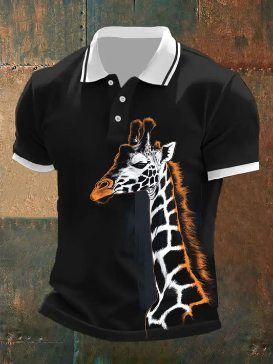 Men’s Vintage Zebra Pattern Casual Polo Shirt A / S