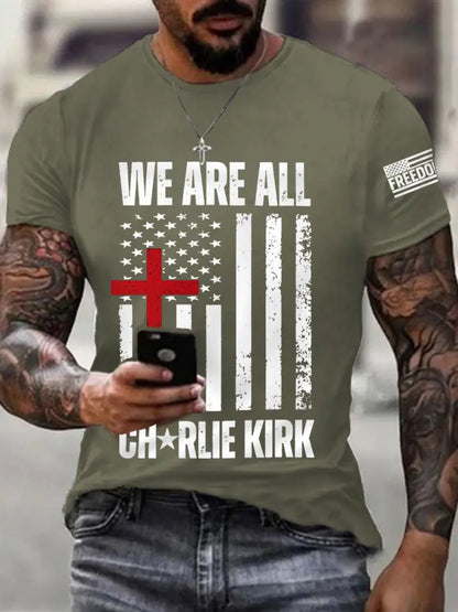 Men’s We Are All Charlie Kirk Army Now! R.I.P Charlie Kirk Tee Army Green / S