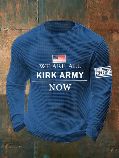 Men’s We Are All Charlie Kirk Army Now! R.I.P Charlie Kirk Waffle Top Blue / S