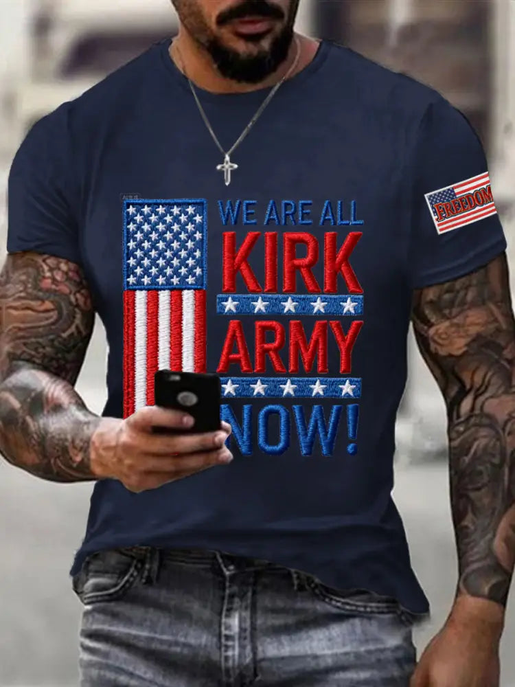 Men’s We Are All Kirk Army Now! R.I.P Charlie Kirk Tee Navy Blue / S
