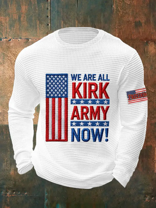 Men’s We Are All Kirk Army Now! R.I.P Charlie Kirk Waffle Top White / S