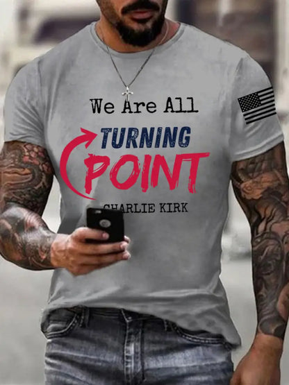 Men’s We Are All Turning Point R.I.P Charlie Kirk Tee Light Gray / S