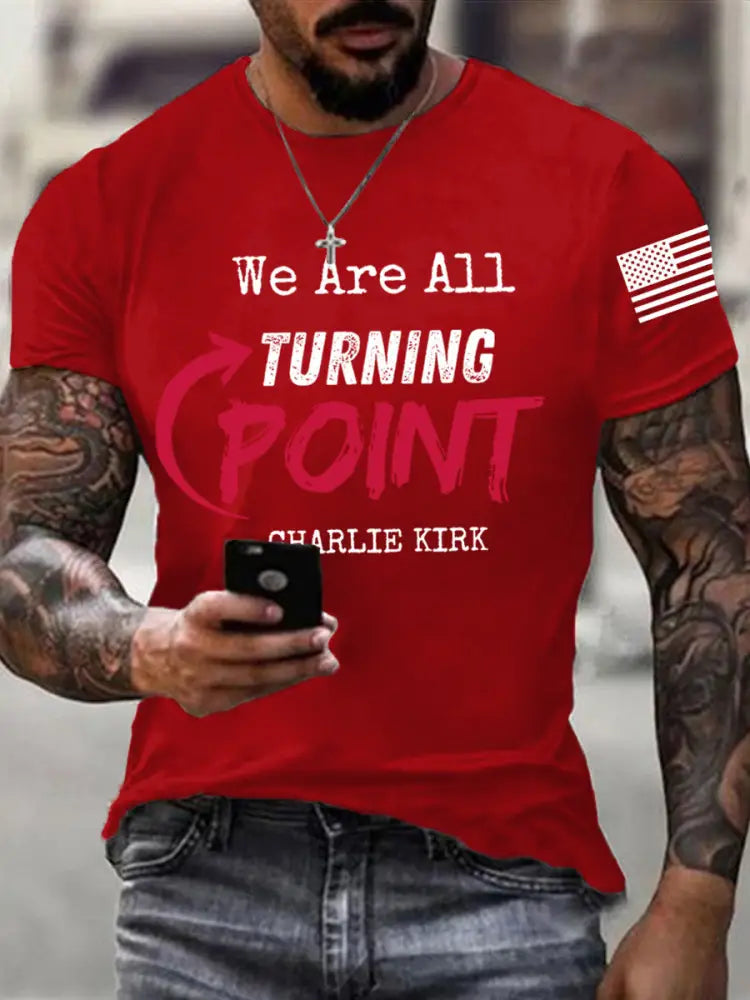 Men’s We Are All Turning Point R.I.P Charlie Kirk Tee Pure Red / S