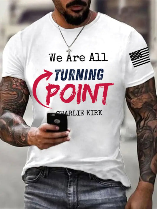 Men’s We Are All Turning Point R.I.P Charlie Kirk Tee White / S