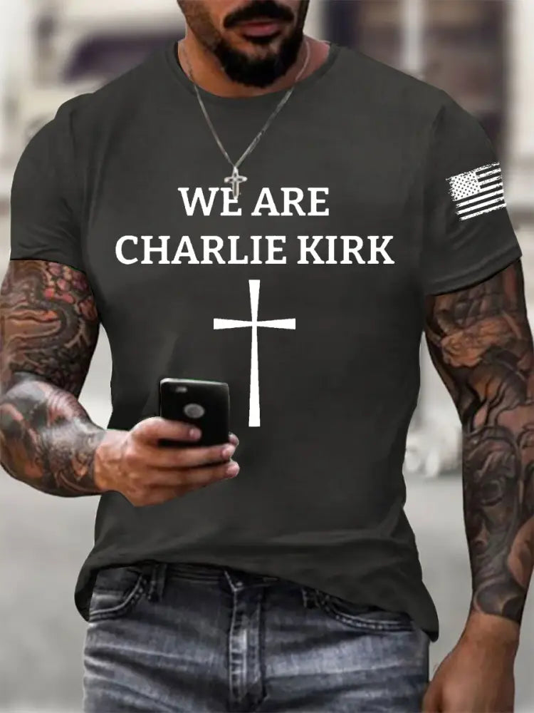 Men’s We Are Charlie Kirk Short-sleeved T-shirt Dark Gray / S